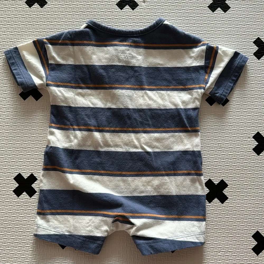 Carter’s baby striped tshirt romper in blue size 3m